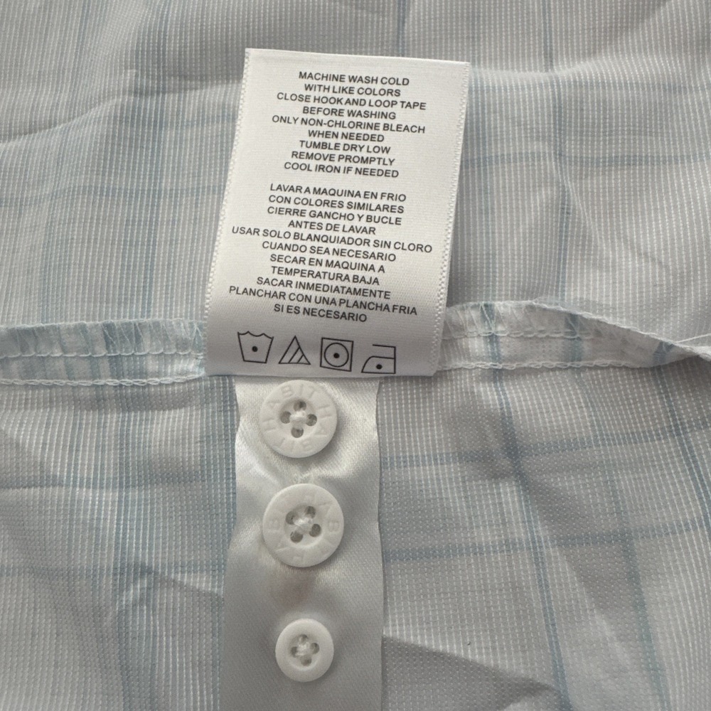 Habit Fishing Shirt Short Sleeve Plaid White Blue Vented Men's Size S NWT - Picture 10 of 10